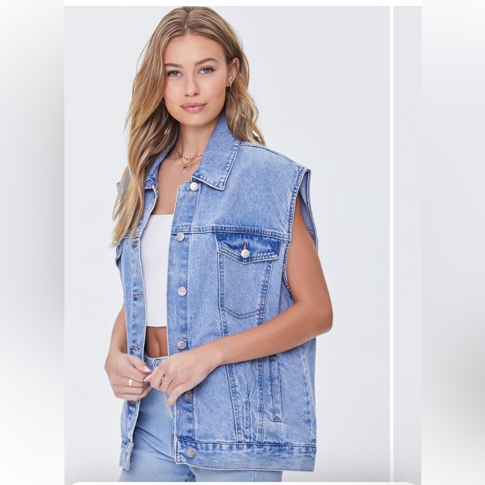 F21 Denim Sleeveless Vest